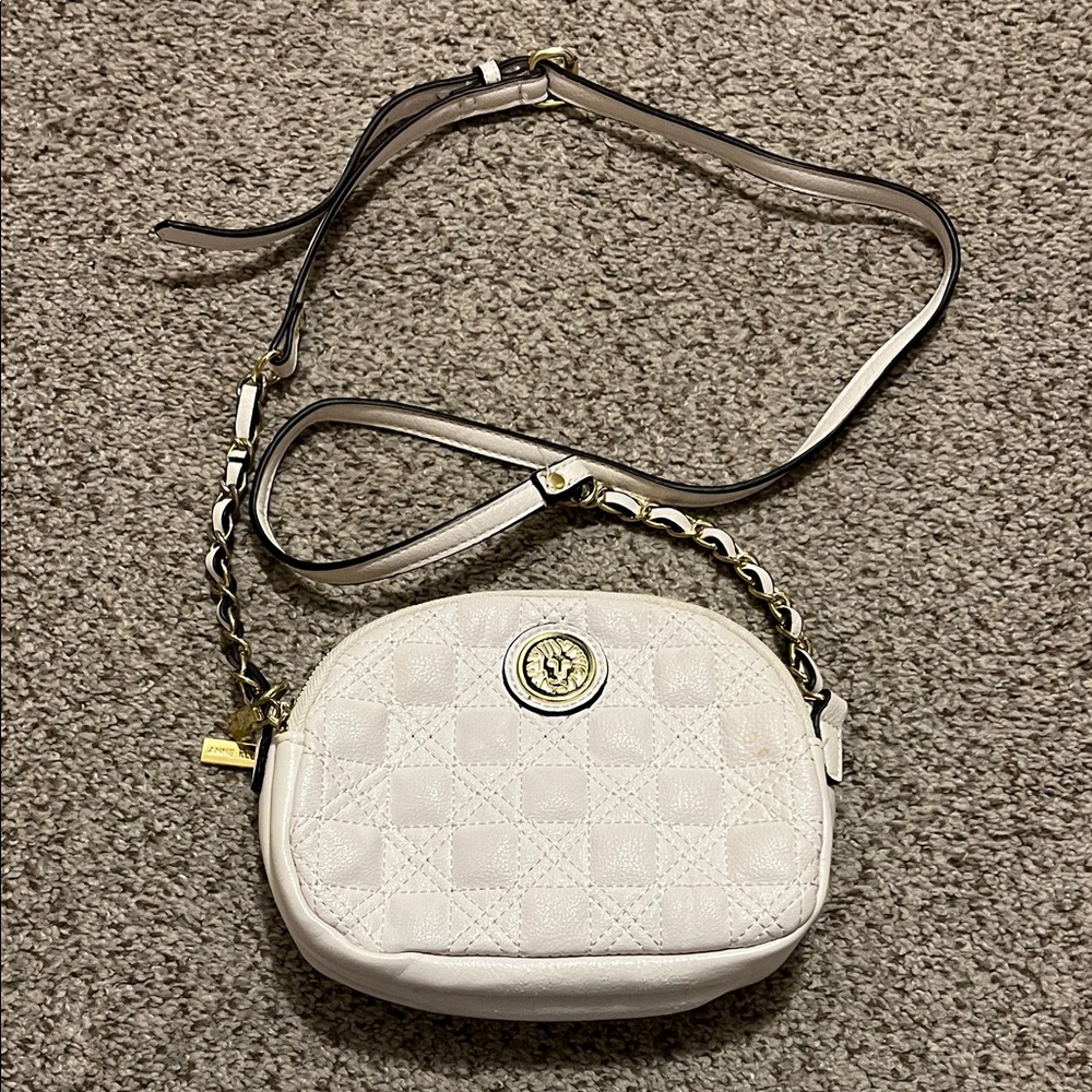 Annie Klein White Quilted Crossbody Bag
